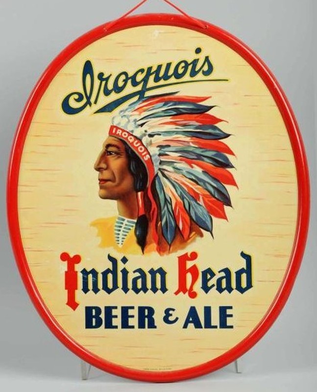 IROQUOIS BEER & ALE 11.75" ROUND METAL SIGN